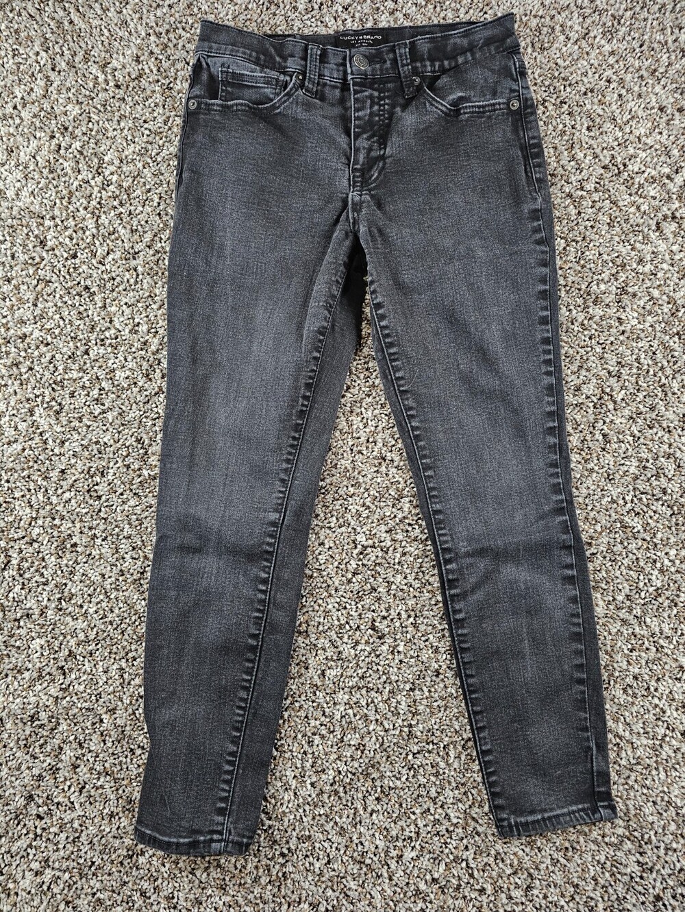 Lucky Brand womens Sz 6 (28") Skinny Leg Ankle Length Jeans Gray Black Wash